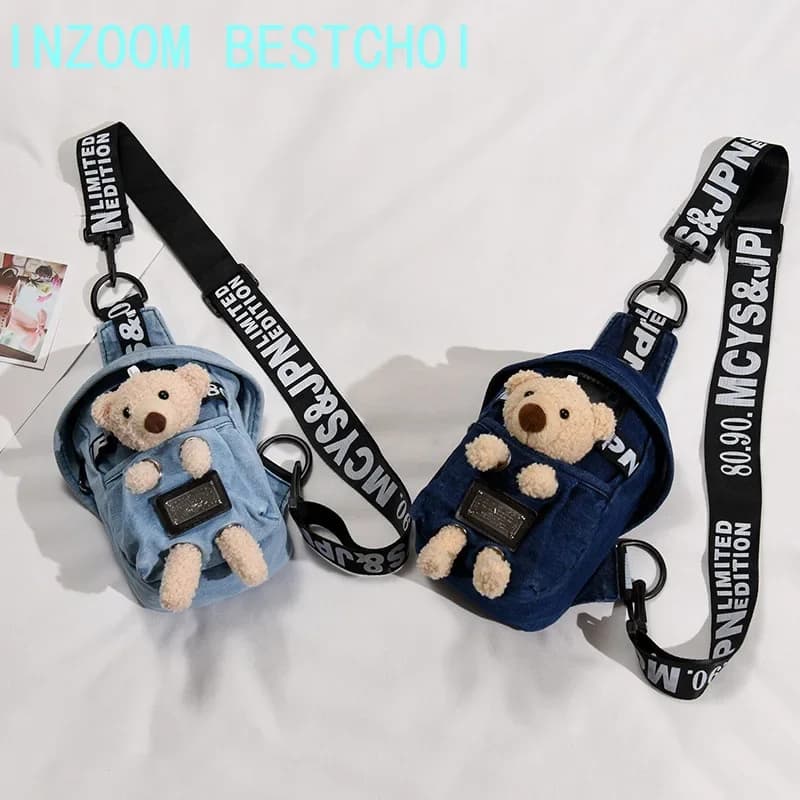 Sac à bandoulière en toile denim pour femme, sac de poitrine à une épaule, sac multifonctionnel pour téléphone portable GT, petit, mode étudiante, mignon, nouveau, 2024