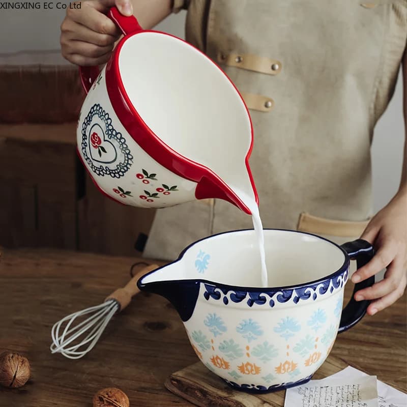 Bol à pâtisserie de grande capacité de 2000ml, batteur à œufs domestique, bol à salade en céramique européenne, fournitures de cuisine créatives