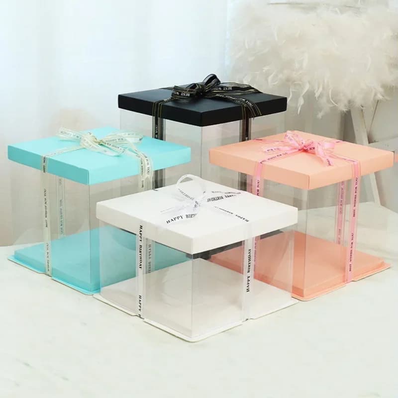 Boîtes à Gâteaux Transparentes en PVC, pour Emballage de Dessert, Décoration de ix, Cadeau de Mariage, Motif Leon, Ours en Peluche, Lapin, 4/6/8/10 Pouces