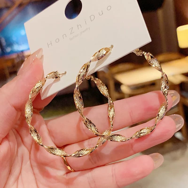 BLIJERY-Boucles d'oreilles créoles en métal torsadé pour femmes, Boucles d'oreilles cercle géométrique, Tempérament, Bijoux, Nouveau, 2021