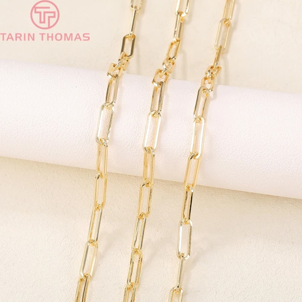 (4307) maillons de chaîne 15x5MM épaisseur 1MM 24K couleur or chaînes en laiton de haute qualité bijoux à bricoler soi-même résultats accessoires