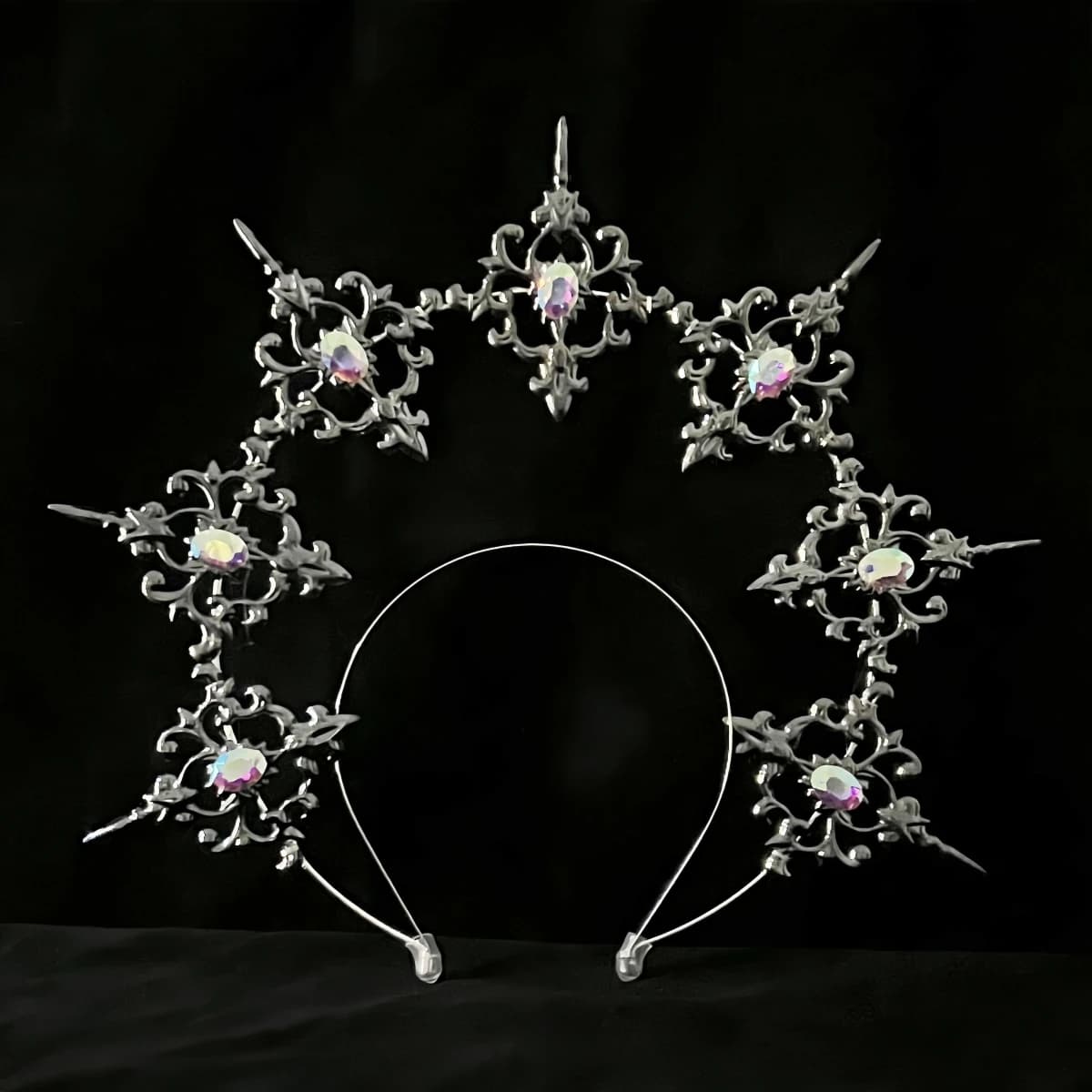 Serre-tête gothique Lolita noir Rose, ailes de plumes, déesse soleil Halo couronne, magnifique Vintage marie Baroque diadème