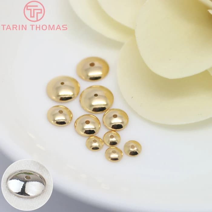 (3459)20 pièces 3MM 4MM 6MM 8MM 10MM 12MM 24K couleur or plaqué laiton brillant perles casquettes haute qualité bijoux à bricoler soi-même accessoires