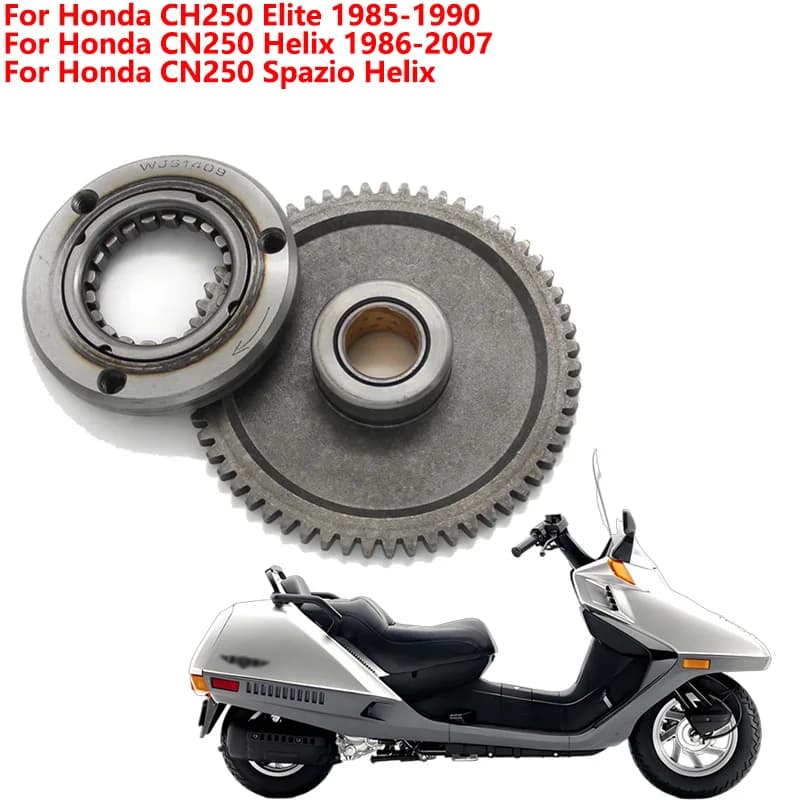 Démarreur de moto avec embrayage unidirectionnel pour Honda CH250 Elite 1985-1990, CN250 Helix 1986-2007, Spazio – Durable