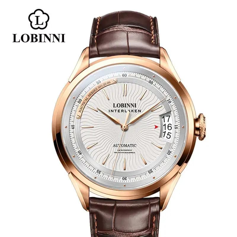 Montre pour homme LOBINNI, marque de luxe, 50 mm, étanche, automatique, mécanique, montre-bracelet pour homme, mode business, horloge masculine