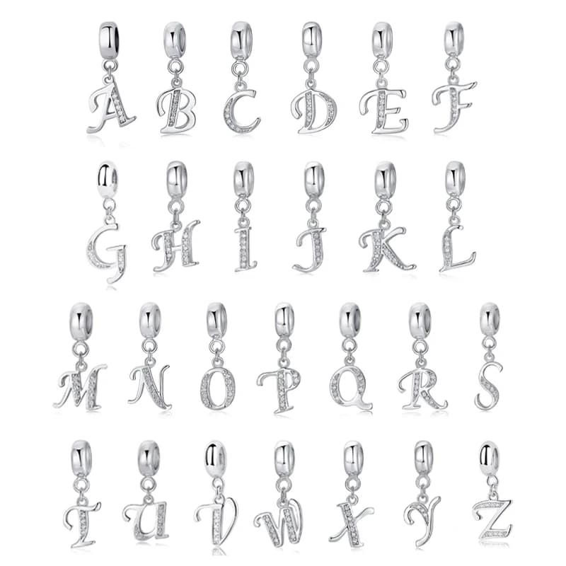 Breloques en argent Sterling 925, lettres originales de l'alphabet A-Z, pendentif, perles adaptées aux Bracelets de marque, colliers, bijoux à faire soi-même pour femmes