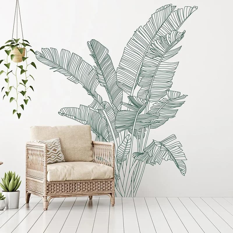 Autocollant mural de grande plante tropicale oiseau du paradis, autocollant mural en vinyle de décoration de maison moderne E222