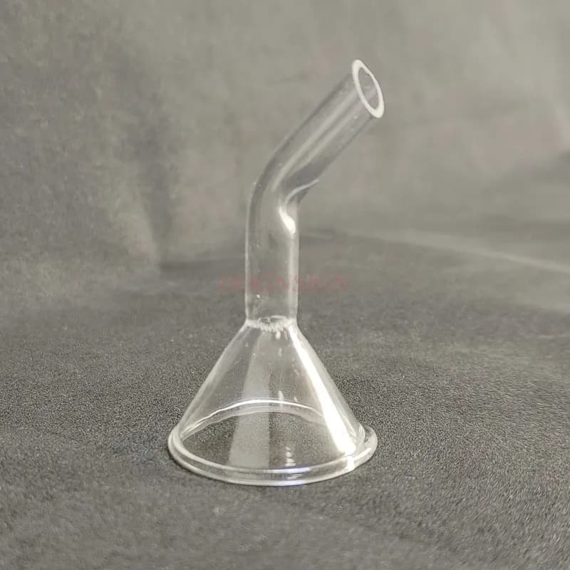 Entonnoir triangulaire en verre de laboratoire, entonnoir à col incurvé, bouche standard, petit coude, calibre 30mm
