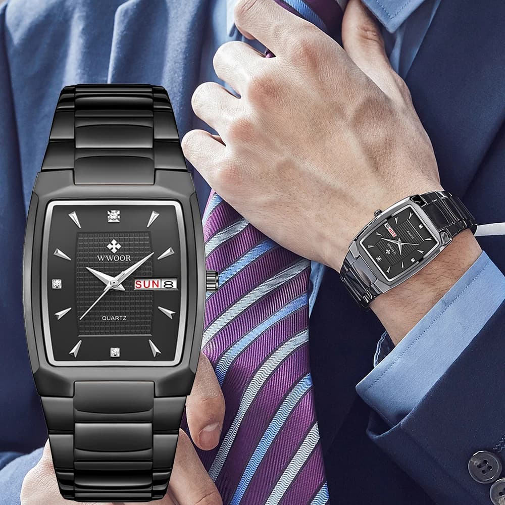 Montre-bracelet pour hommes 2025 WWOOR marque de luxe montre à Quartz étanche affaires mâle Date horloge décontracté mode noir Relogio Masculino
