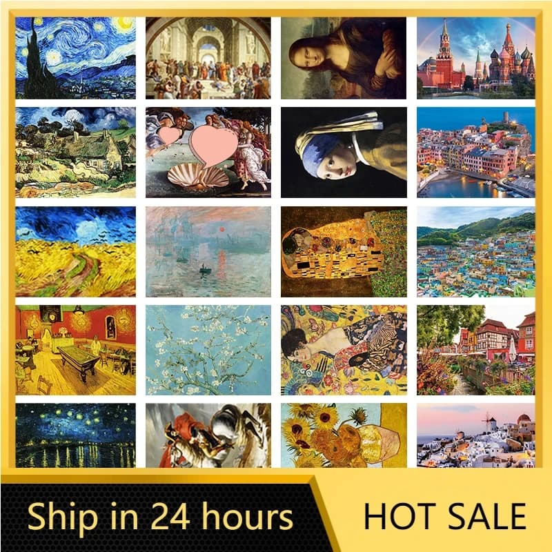 MaxRenard 50*70 cm Puzzles 1000 pièces assemblage photo Van Gogh peinture nuit étoilée Art Puzzles jouets pour adultes jeux