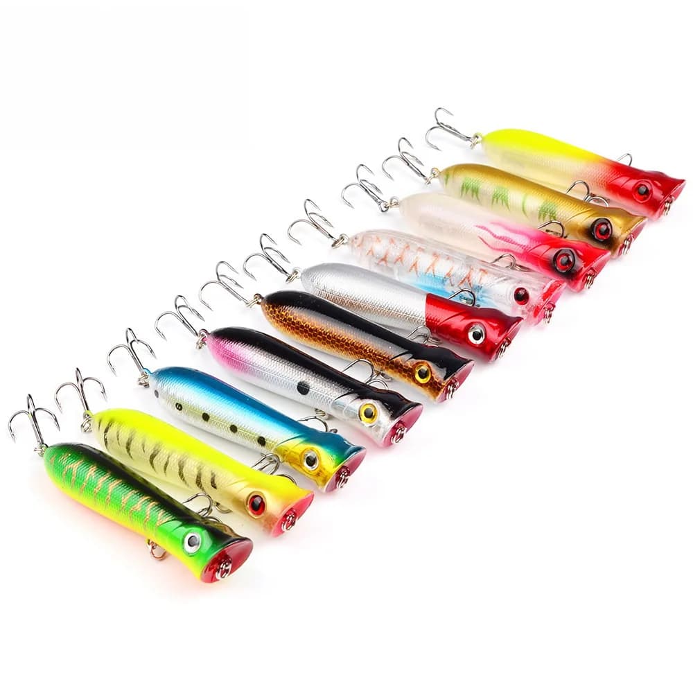 Popper-Leurre Rigide WobJeff avec Hameçon, Remorque Flottante Artificielle, Pêche en Océan, Matériel Bionique pour Carpe, 80mm, 12g, 6 #