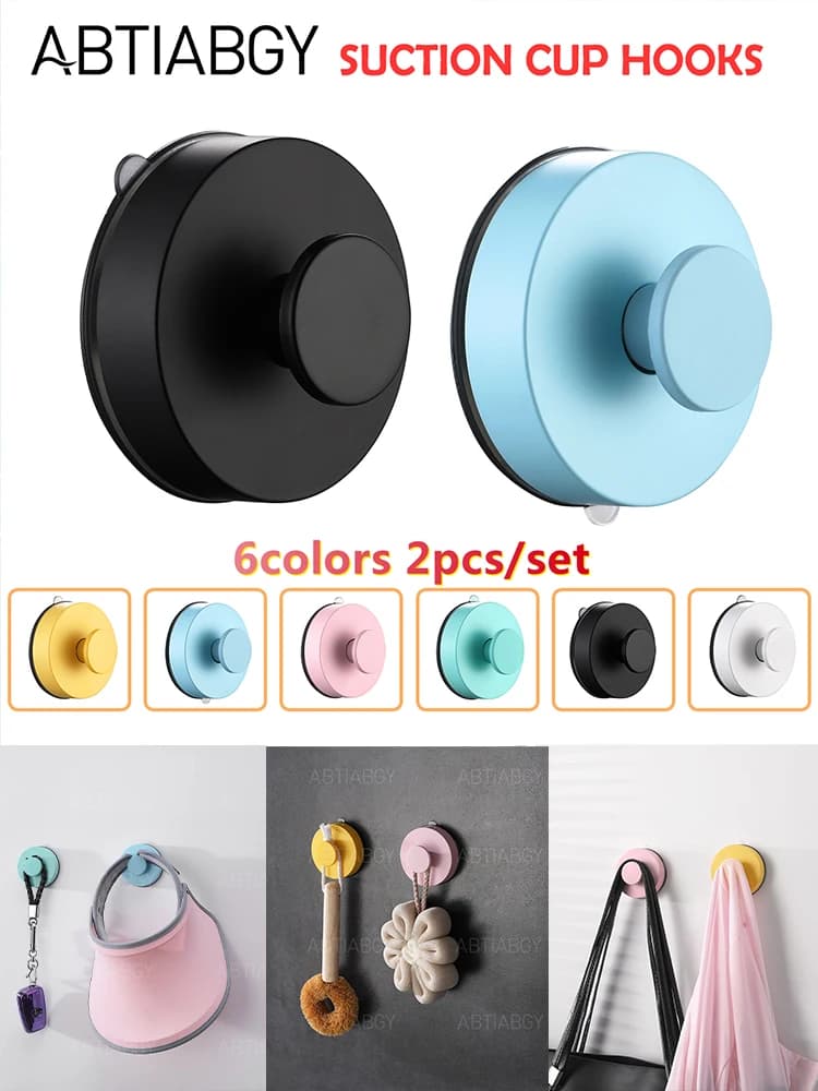 Crochets à ventouse sous vide pour la maison et la cuisine, crochet mural réutilisable, 6 couleurs, lot de 2 pièces