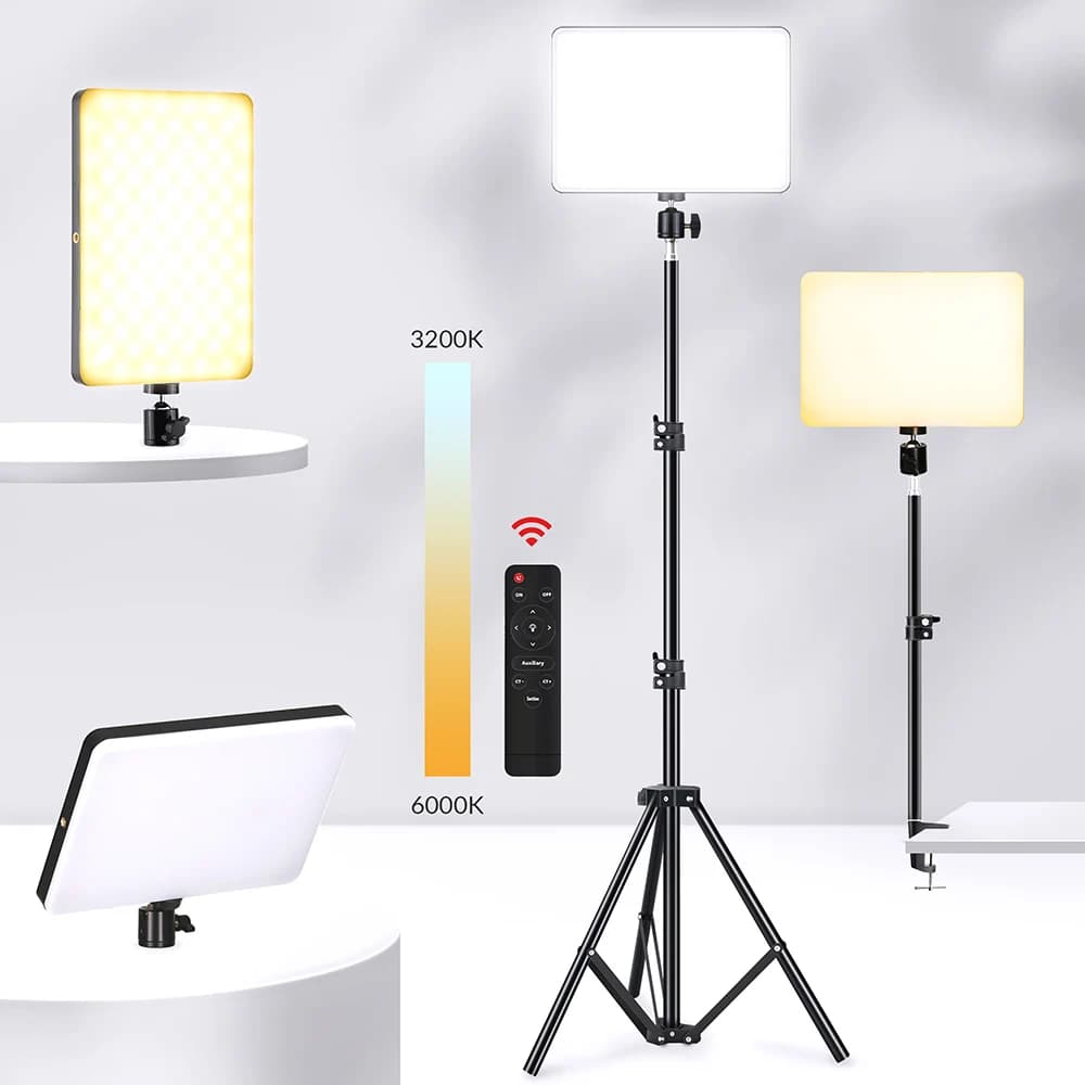 Panneau d'éclairage vidéo LED avec trépied, lampe de photographie, prise UE, lumière d'appoint de studio photo, YouTube et maquillage VK, 10 pouces, 2700k-5700k