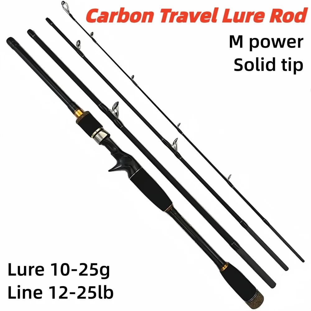 Canne à pêche portable en carbone 4 sections Dominate 2.1/2.4/2.7/3m, action rapide, puissance M, pour lancer des leurres 10-25g