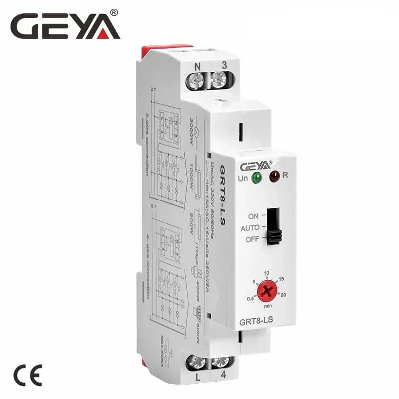 GEYA GRT8-LS/LM interrupteur d'escalier retard automatique interrupteur de lumière AC230V relais 16A relais de contrôle de la lumière interrupteur de minuterie d'escalier