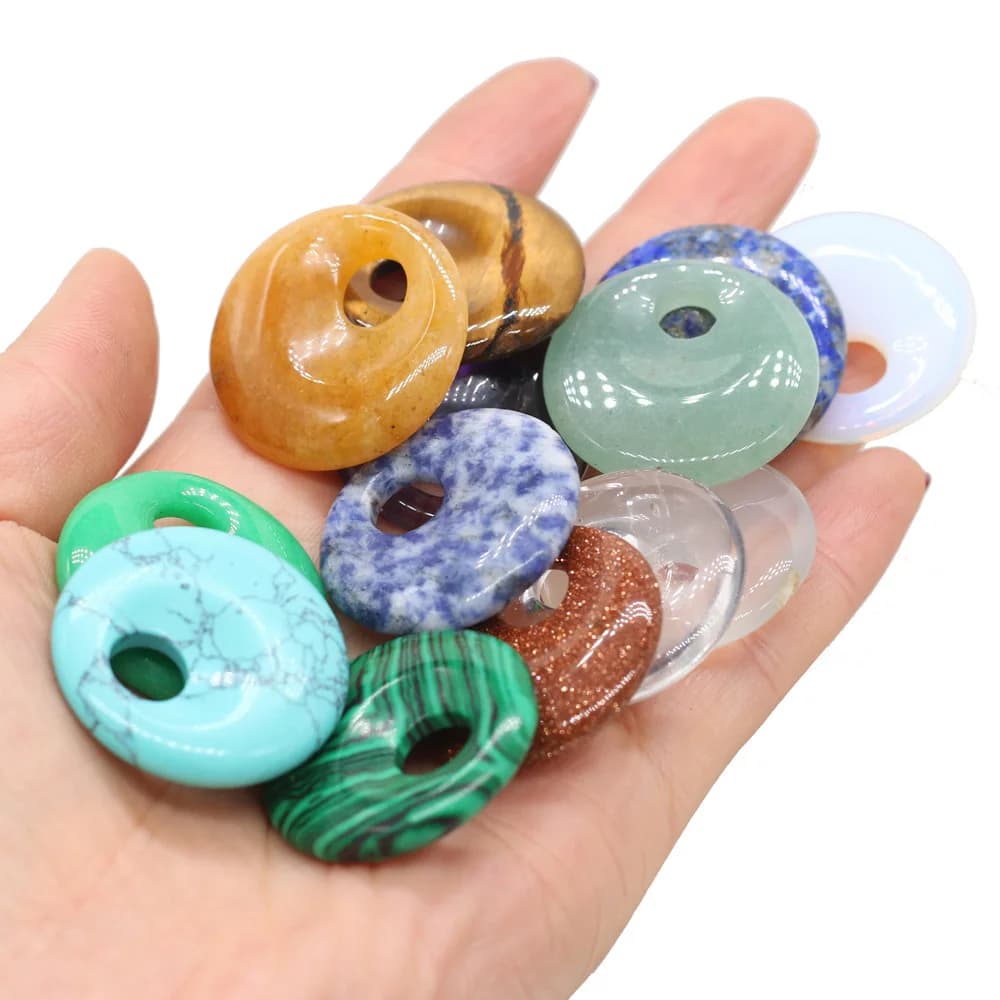 Perles en pierre naturelle, Agates à grand trou, forme ronde pour la fabrication de bijoux, accessoires de collier, taille cadeau 30x30mm, trou 8.5mm