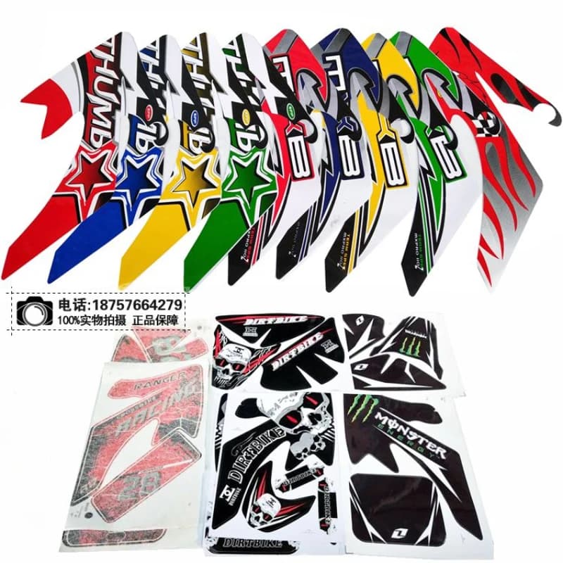 Kits d'autocollants graphiques et de décalcomanies de fond pour CRF50 Lifan SSR110 Apollo Kymco TaoTaoDB17 50cc 110cc 125cc Pit Dirt Bike