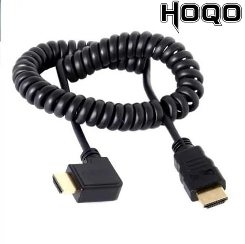 Câble spiralé à ressort 90 degrés HDTV mâle à mâle câble pour écran de caméra TV 2m HDTV kaben