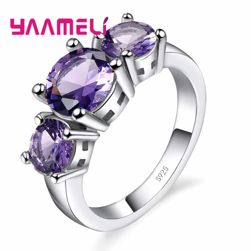Bague en argent avec contre-indiqué violet pour filles, matiques de doigt pour femmes, décoration de fête de mariage, 03
