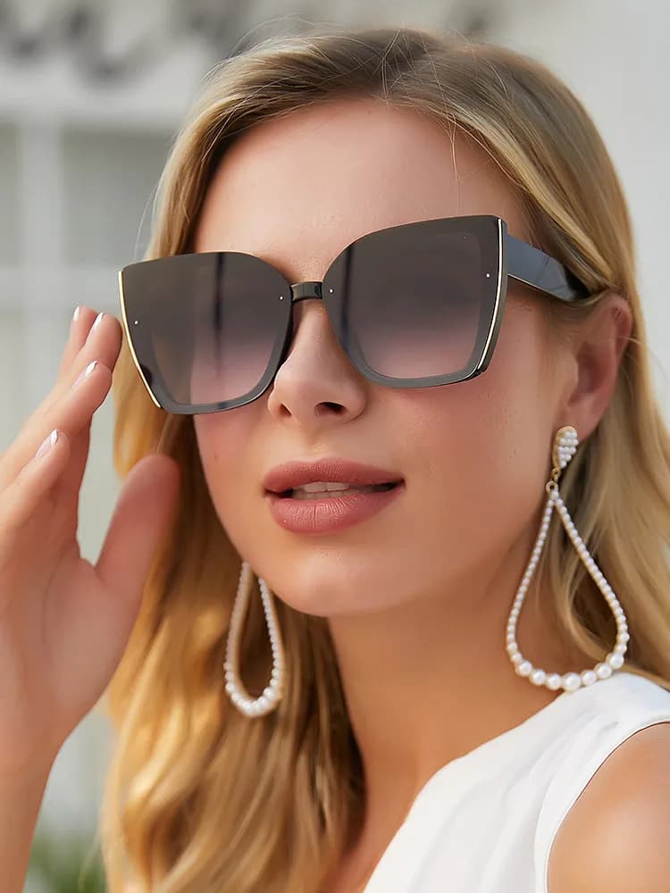 Lunettes de soleil œil-de-chat surdimensionnées pour femme, monture large, marque de luxe 2026, lunettes de soleil carrées tendance rétro pour dames