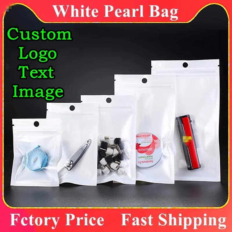 100 sacs d'emballage transparents blancs à fermeture zip, personnalisables avec logo, pour snacks, bonbons, coques de téléphone, bijoux, bracelets, cadeaux de mariage, pochettes de rangement