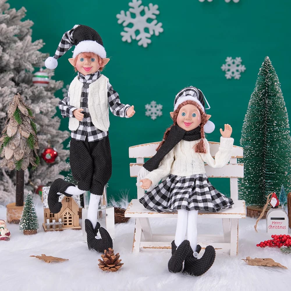 2 pièces noël elfe Couple poupée décoration maison arbre de noël décor pendentif ornements elfes magnifique nouvel an Navidad Natal