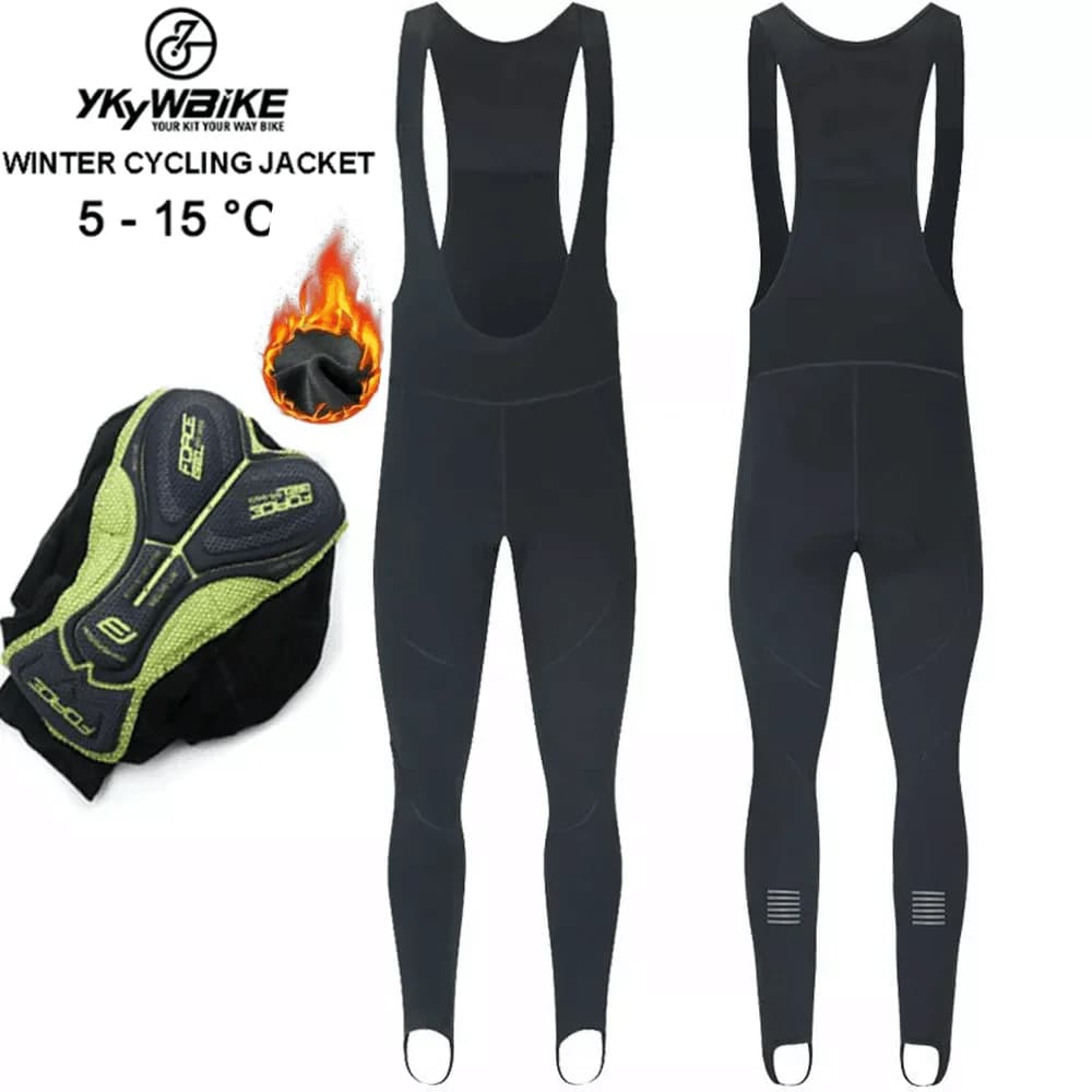 Pantalon de cyclisme YKYWBIKE, pantalon long thermique pour VTT, respirant, avec rembourrage en gel 3D, pour l'hiver, garde au chaud