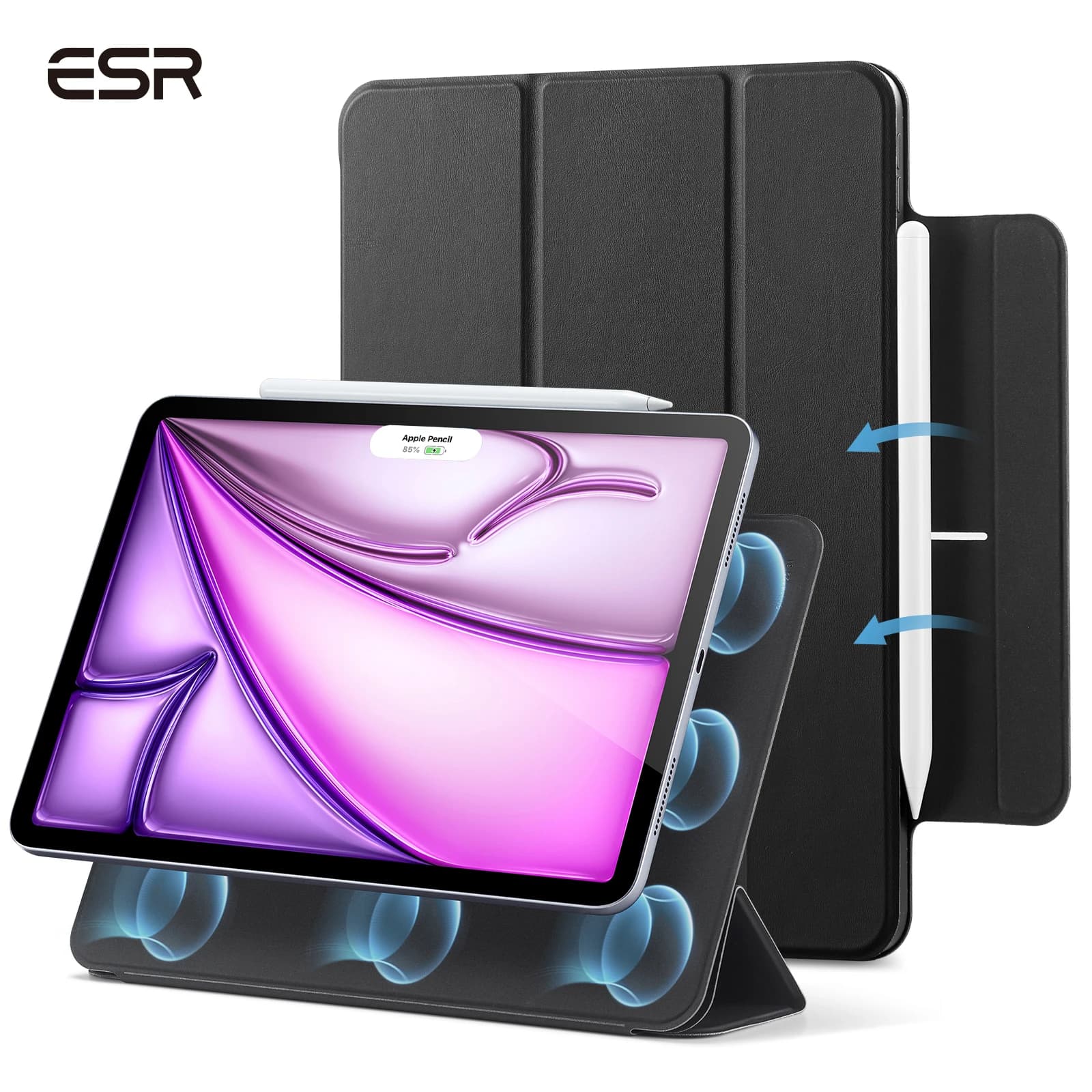 ESR pour iPad Pro 11/13 étui à fixation magnétique forte prend en charge le crayon Pro et le crayon pour Air 11/13(2024 2025) et Pro 11/12.9