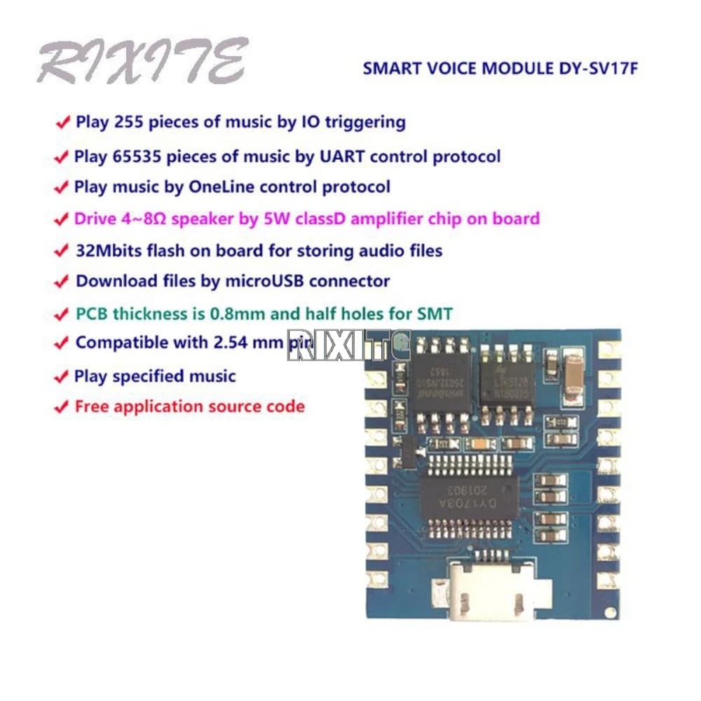 DY-SV17F Audio Tech Mini lecteur MP3 Déclencheur IO Téléchargement USB Flash Voice Tech