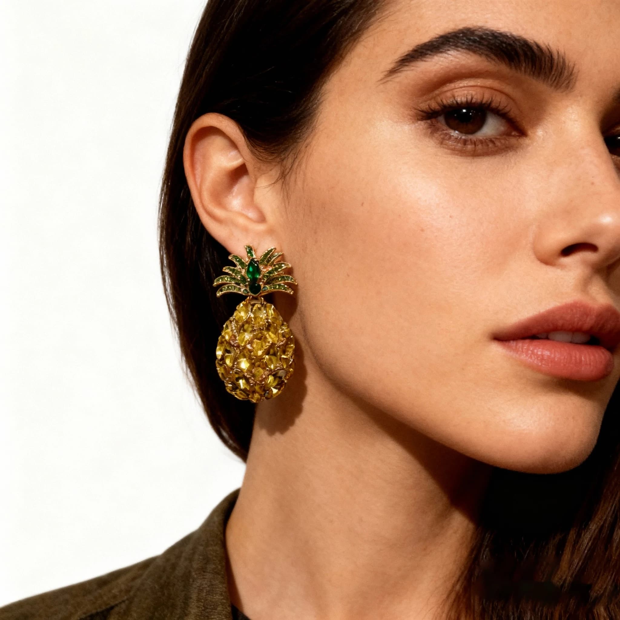 Boucles d'oreilles pendantes en verre en forme de fruits d'été pour femmes, style bohème, ananas, bijoux de mariage, accessoires