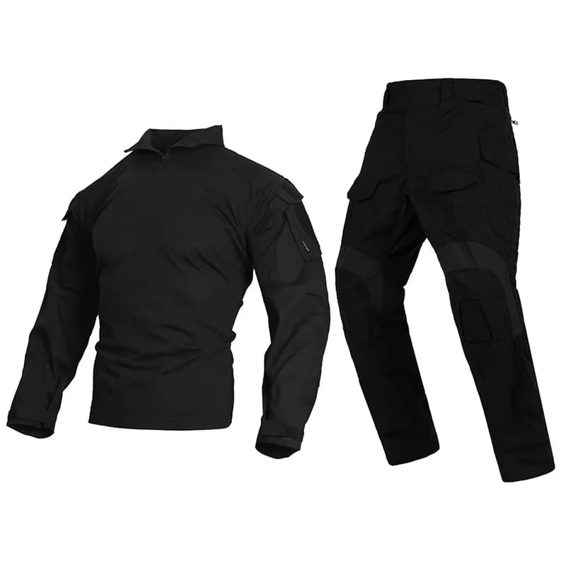 Ensemble uniforme tactique Emersongear E3 pour hommes : chemises, pantalons, tenues d'entraînement, hauts, pantalons cargo, pour airsoft, chasse, randonnée BK