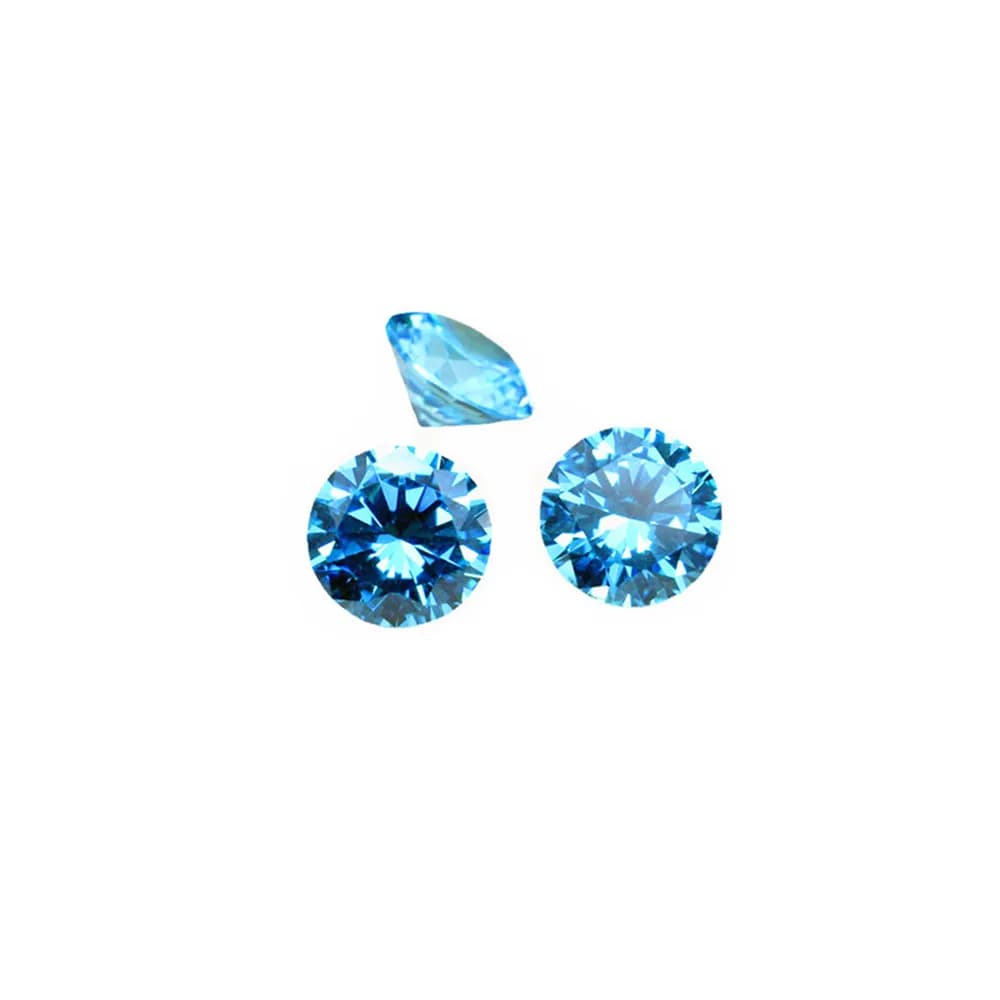 Pierres précieuses rondes à facettes aigue-marine, coupe brillante, petites tailles 0.8mm-3mm, 10 pièces