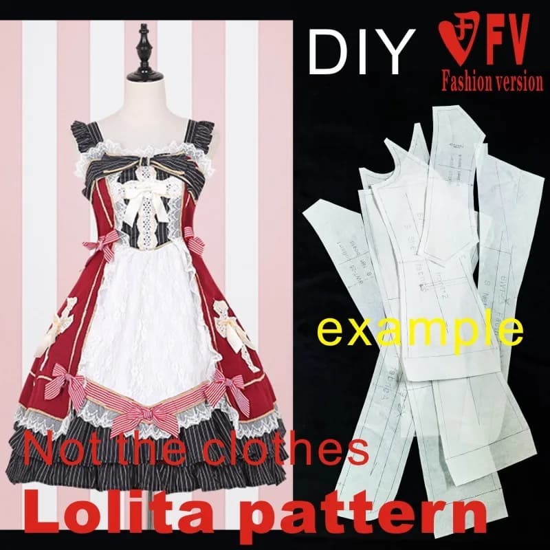 Modèle de jupe Lolita structure de couture dessin robe à bretelles pour femmes LOLI-3 de modèle de vêtements