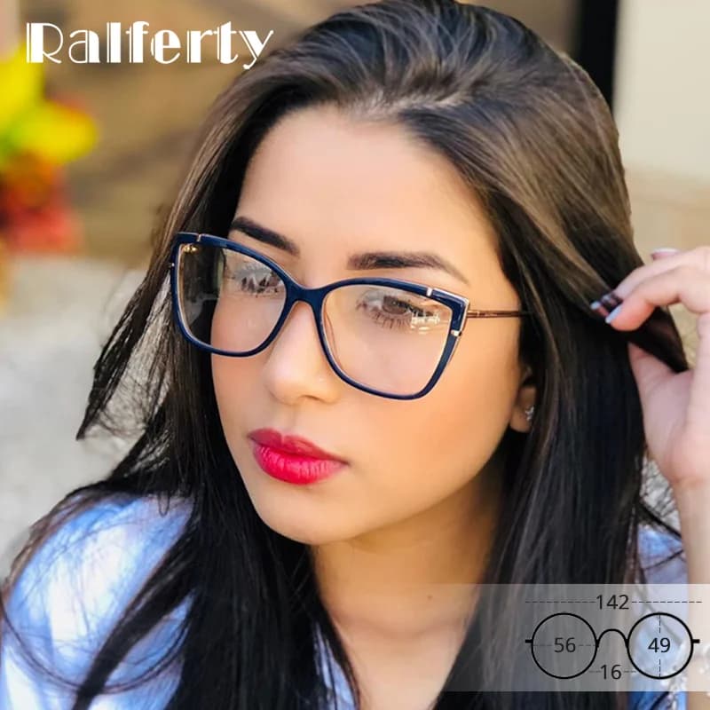 Ralferty TR90 rétro décoratif Anti lumière bleue lunettes femmes Transparent ordinateur lunettes cadre optique myopie 0 dioptrie F95708