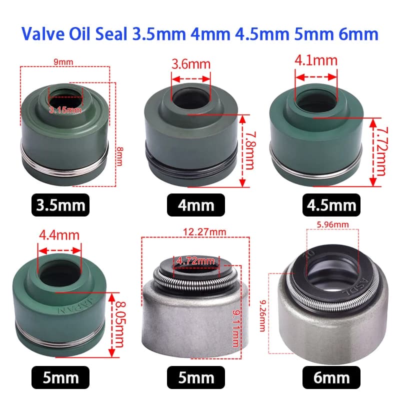 Joint d'huile de tige de Valve d'admission et d'échappement de moteur de moto, 16 pièces, 3.5mm 4mm 4.5mm 5mm 6mm, pour Honda, Yamaha, Suzuki, Kawasaki