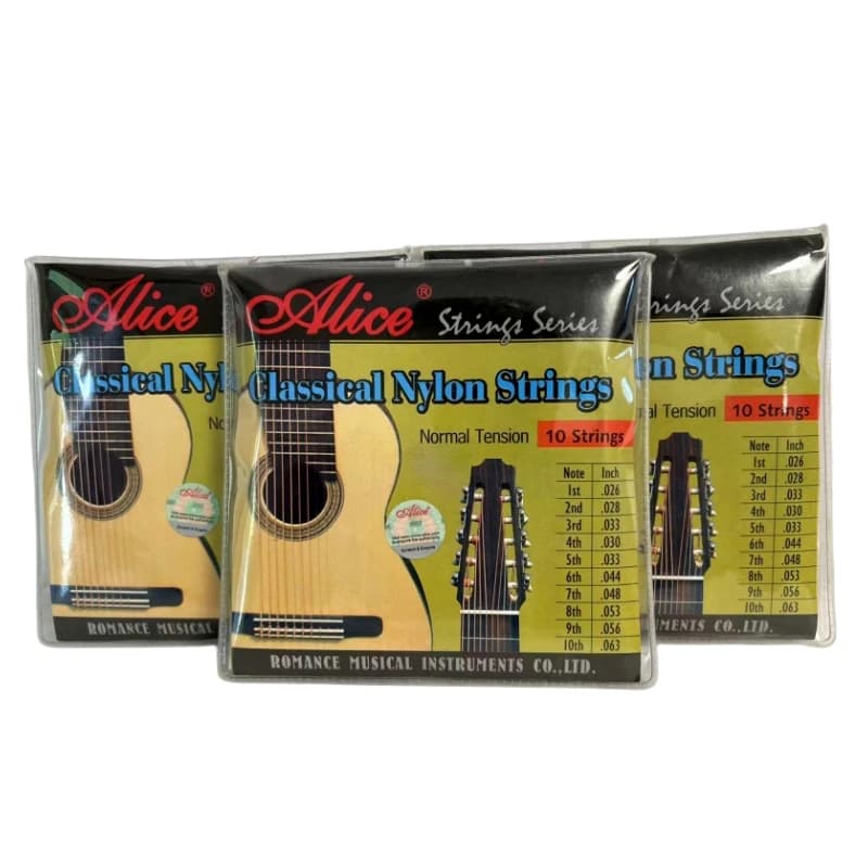 Cordes de guitare classique Alice AC1032, 1ère à 10ème cordes, cordes en nylon transparent, enroulement en cuivre plaqué argent, pièces et accessoires.