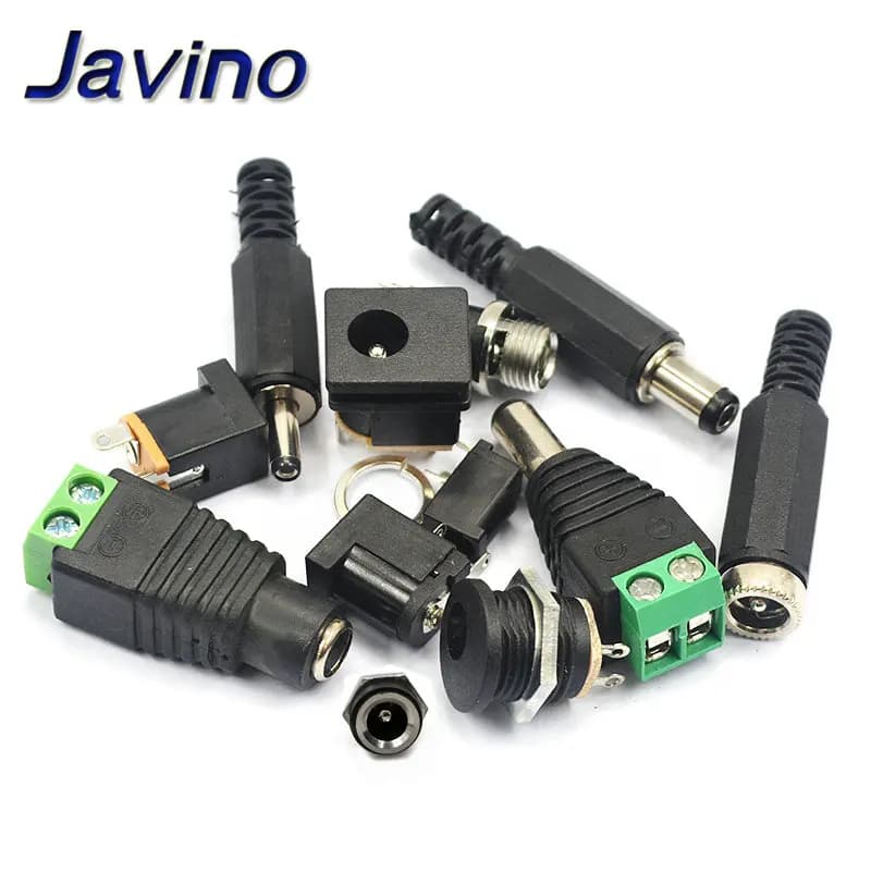 Prise d'alimentation cc mâle et femelle, 5 pièces, 5.5x2.1MM 5.5x2.5MM 3.5x1.35MM 5.5x2.1, adaptateur Jack, connecteur, prise dorée DC-022B DC-025M