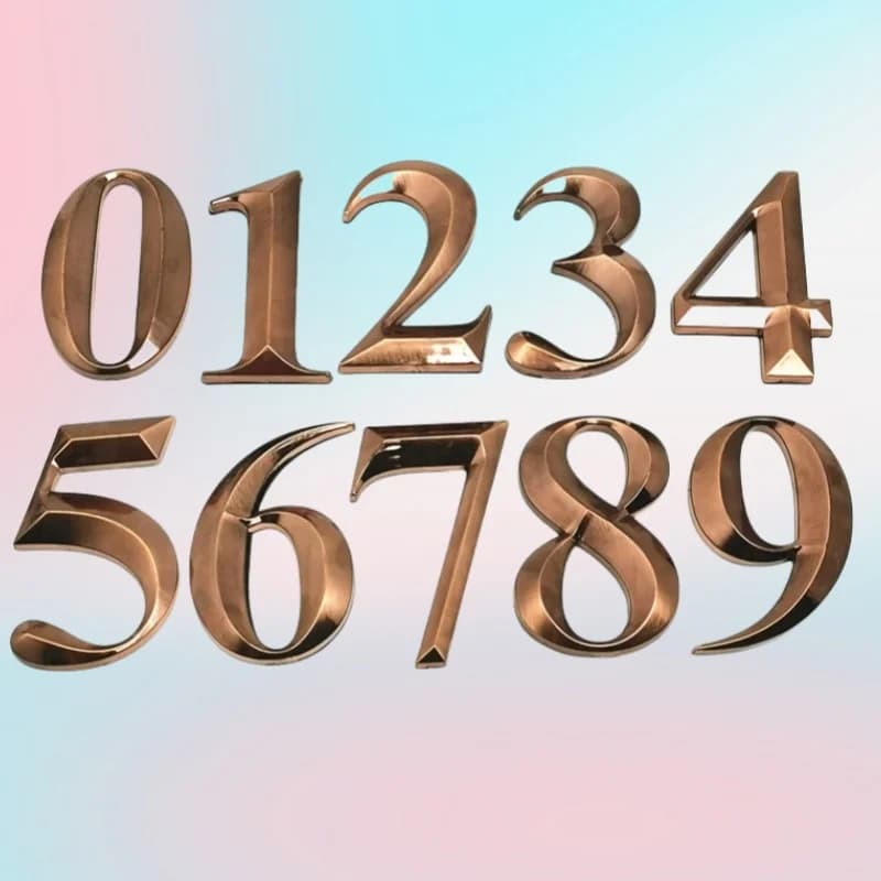 Étiquette numéro de porte de maison moderne 0 à 9 CM, étiquette autocollante numéro de porte d'appartement d'hôtel 3D en plastique ABS, cuivre rouge Bronze plaque nominative