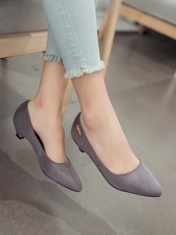 Escarpins Décontractés à Talons Bas pour Femme, Chaussures à la Mode, Rouge, Gris, Noir, pour ix, Bureau, Mariage, Grande Taille 48, Confortables