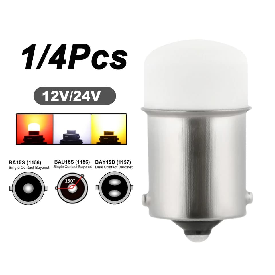 1/4 pièces P21/5W Led 1157 haute luminosité voiture lumière BAY15D 1156 P21W Ba15S ampoule SMD Auto recul clignotant lampe frein blanc DRL12V