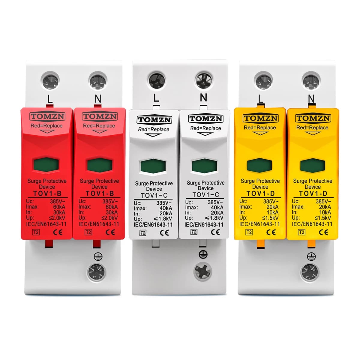 Parafoudre de protection basse tension TOMZN AC SPD 2P pour maison, dispositif de protection contre les surtensions 10-20kA 20-40kA 30-60kA 275V 385V 420V