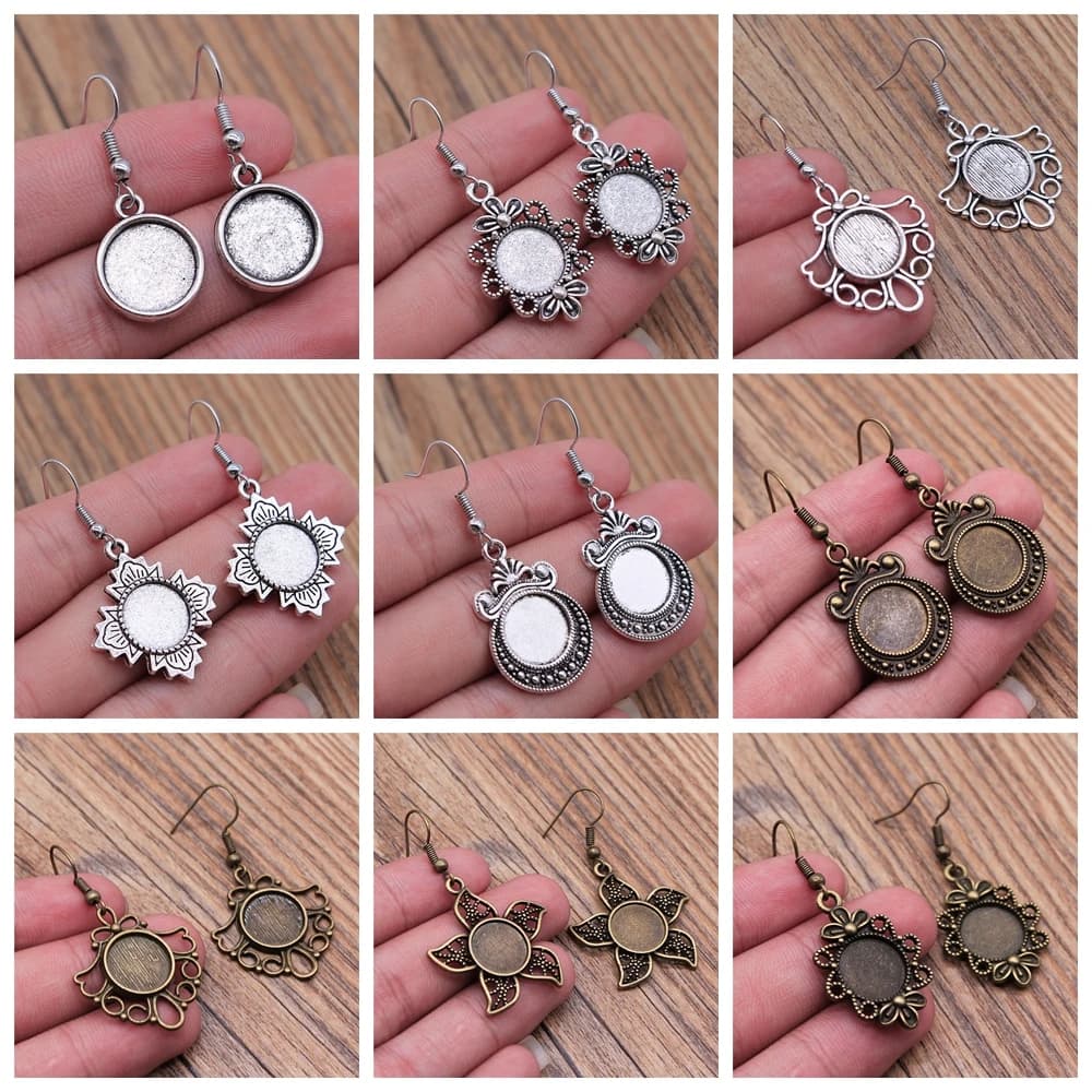 Base de Boucle d'Oreille Cabochon, Ronde, Vierge, pour Bricolage, Résultats de Bijoux, 12mm