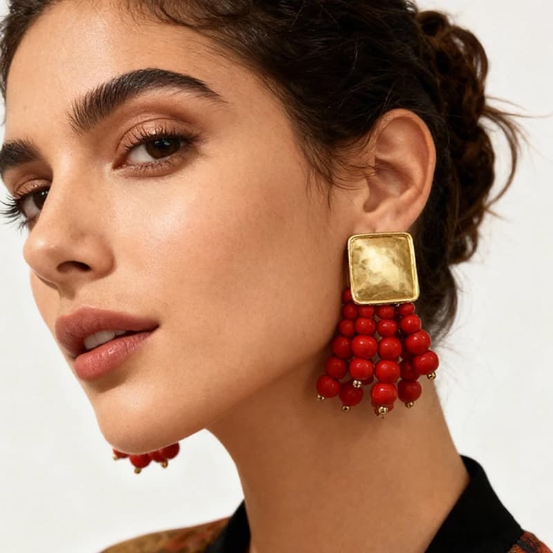 Vintage fait à la main en bois goutte boucles d'oreilles Maxi perlé bohème déclaration bijoux de mariage pour les femmes brincos
