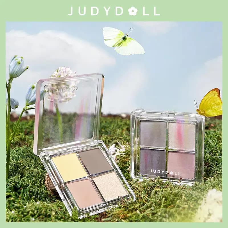 Nouvelle mise à jour! Judydoll-Palette d'ombres à barrage 4 couleurs, fard à barrage 256 miroitant, diamant, portable, longue durée, étanche, maquillage pour les yeux