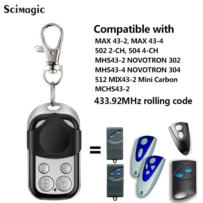 Ouvre-porte de garage à code roulant, télécommande, 522 MHz, 524 MHz, Novoferm, Mini-Novotron, 433.92