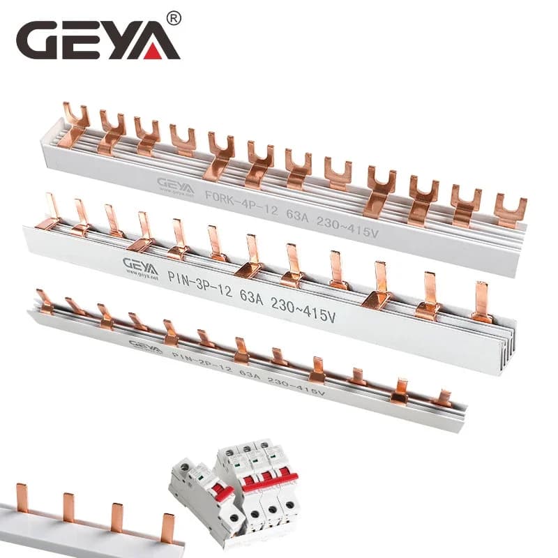 Barre omnibus en cuivre GEYA pour disjoncteur, type à broches, type fourche, connecteur MCB, connexion de barre omnibus