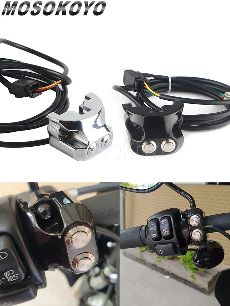 Commutateur de guidon de moto 25mm 2 boutons Air Ride commutateurs contrôleur 3 fils pour Harley ocia Sportster v-newest AERO AERO-A XL883