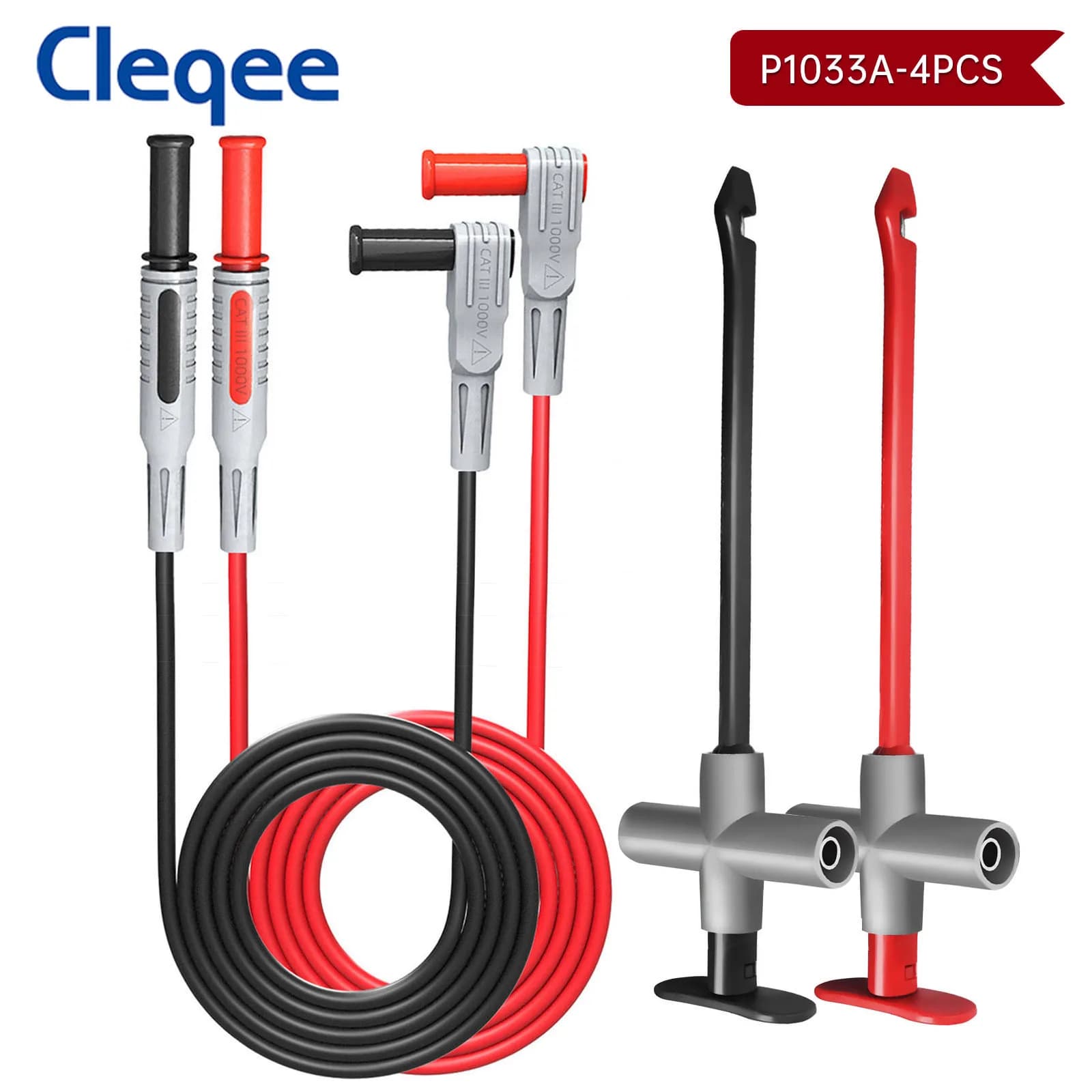 Cleqee P1033A – crochet de perçage multimètre, Kit de plomb de Test, prise banane de 4mm, sonde de perforation de sécurité robuste pour Test électrique