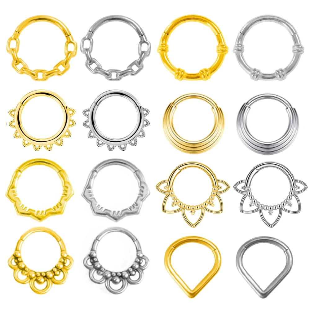 Tournesol Septum Piercing Clicker oreille Cartilage Helix Tragus Daith boucle d'oreille cerceau 316L acier inoxydable corps bijoux nez anneau