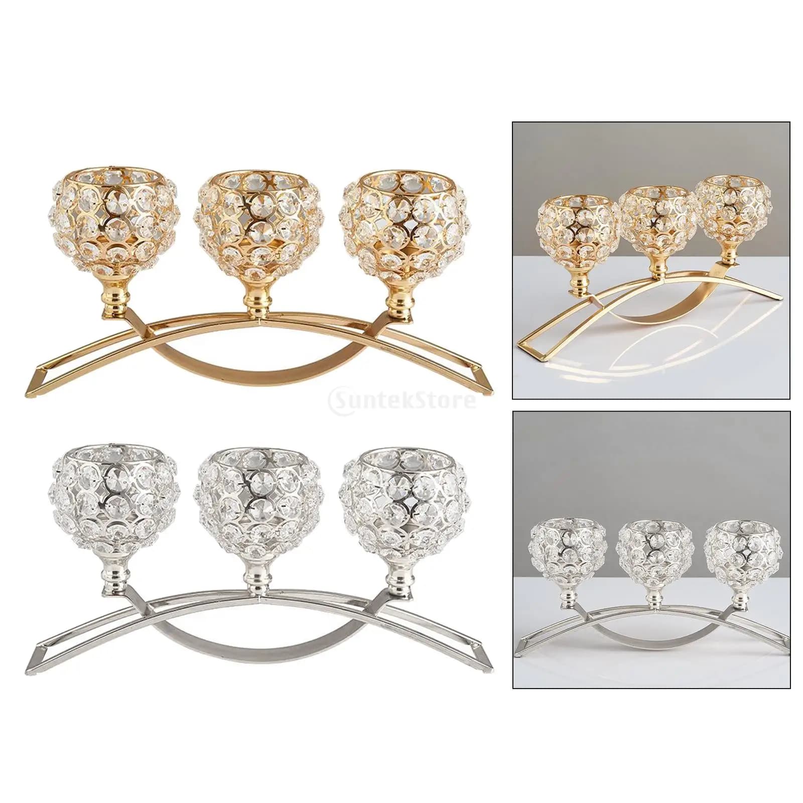Bougeoir en cristal à 3 bras, chandelier en arc, pont, gobelet, bol, photophore, chandelier, décoration de maison